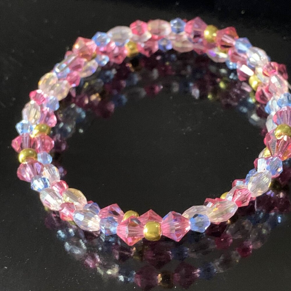 Czech crystal and glass beaded coil bracelet and earring set "Sleeping Beauty" - Picture 3 of 6